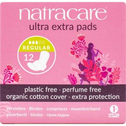 Natracare Organic Cotton Ultra Extra Pads - Normal with Wings - Pack Of 12