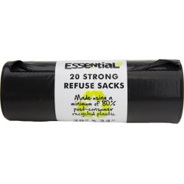 Essential Trading Recycled Refuse Sacks Roll - Pack of 20