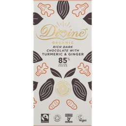 Divine Organic 85 percent  Dark Chocolate with Turmeric & Ginger - 80g