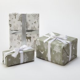 Recycled Wrapping Paper & Tags - Scandi Pheasants & Deer - Pack of 4