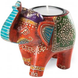 Handpainted Indian Elephant Tealight Holder