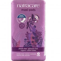 Natracare Organic Cotton Maxi Pads - Night Time - Pack of 10