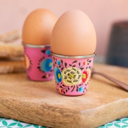 Ian Snow Handpainted Kashmiri Egg Cup - Pink