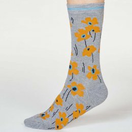 Thought Grey Marle Peggie Floral Socks - UK 4-7