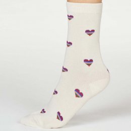 Thought Cream Cretia Heart Stripe Socks - UK 4-7