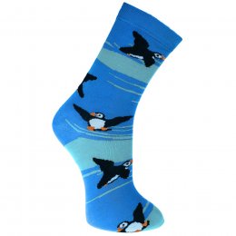 Fair Trade Blue Puffin Bamboo Socks - UK7-11