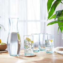 Recycled Carafe & 4 Highball Glasses