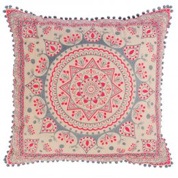 Mandala Cushion Cover with Pom Poms - 60cm x 40cm