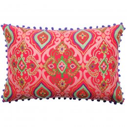 Embroidered Indian Design Cushion Cover - Pink