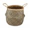 Black & Natural Ekuri Seagrass Basket - Small