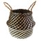 Woven Seagrass Basket - Black & Natural - Small