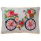 Embroidered Flowers & Bike Cotton Cushion Cover - 35cm x 50cm